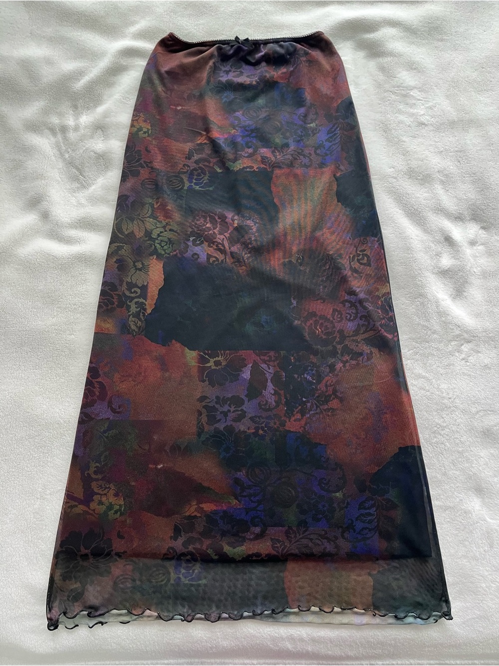 Urban Outfitters Multicolor Floral Sheer Maxi Skirt — Black, Purple, Rust